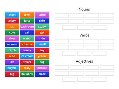 Parts of Speech - חלקי הדיבר (noun, verb, adjective)