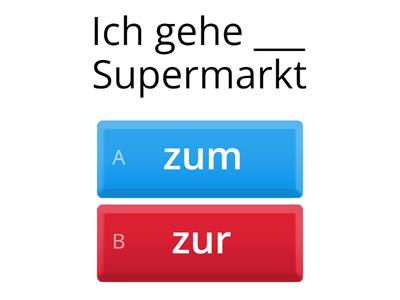 Schritte A1.2 Lektion 11 (wohin?) lokale Präpositionen "zum/zur". 