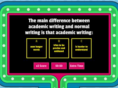 Academic Writing Awareness Quiz Show