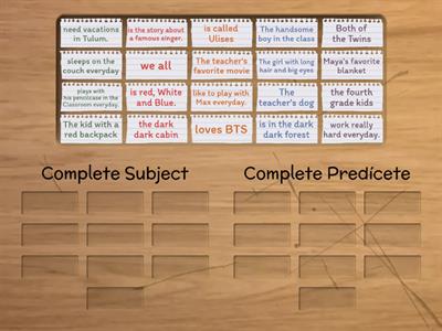 Complete predicate and complete subject