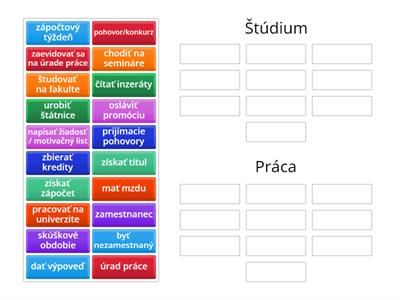 Štúdium a práca