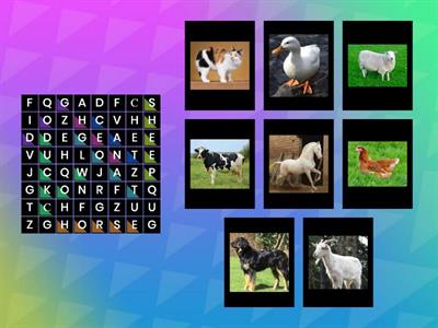 Lesson 71 Farm animals Word Search FF starter