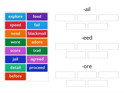 Word Families -ail, -eed, -ore