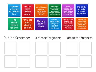  Run ons, fragments, and complete sentences
