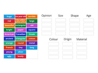 GI A2+ Unit 7 Adjective order