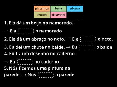 Complete com as palavras corretas - Palavras ação