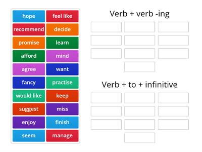 Verb + verb - ing or to- infinitive