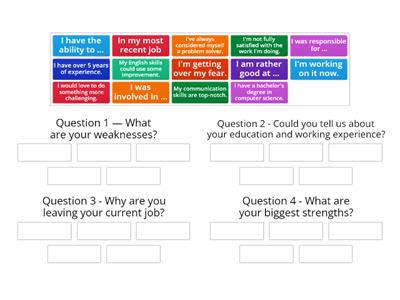 Useful phrases. Typical job interview questions