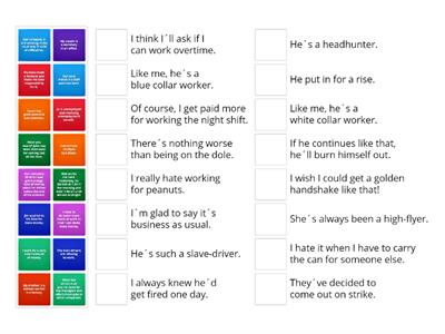 FCE2 - Unit 7- FCE Work Idioms (Match Up)