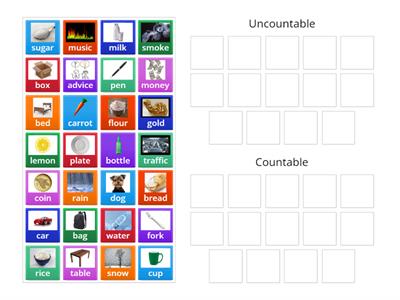 Countable & Uncountable Sorting Activity