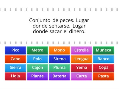 Juego Palabras polisémicas