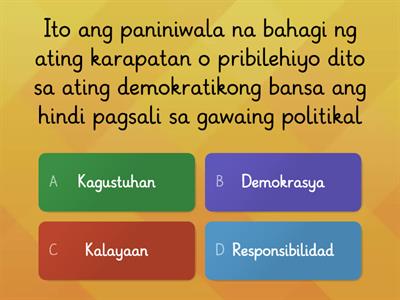 Pagsusulit: Mga Dahilan ng Pakikilahok at Hindi Pakikilahok sa Politika  AT Kahalagahan ng Pakikilahok sa Pulitika