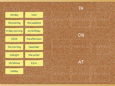 Prepositions of Time -  IN, ON, AT