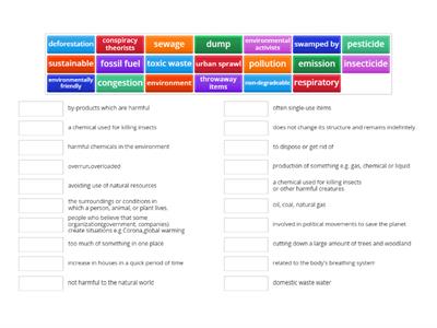  Pollution/ENVIRONMENT Vocabulary 