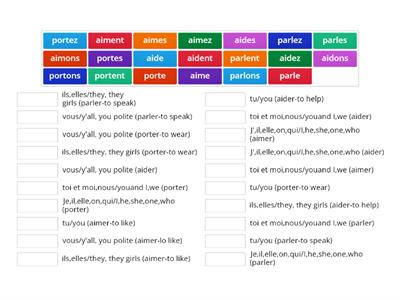 ER verb conjugation - Match up