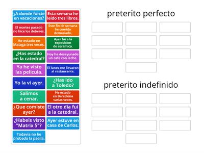 Preterito perfecto y preterito indefinido