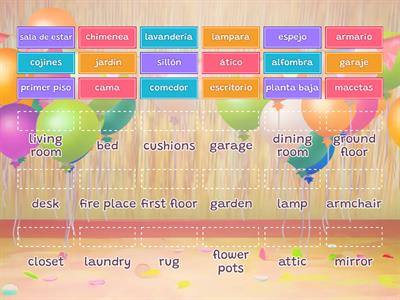 Vocabulary - Parts of the house, furniture and decorations