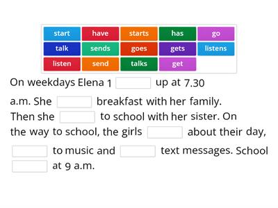 GG2 U1.7 Grammar On weekdays Elena