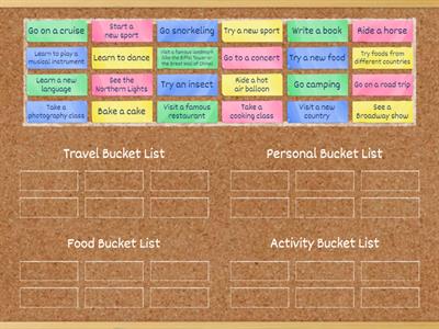 B2. Types of Bucket List Activities