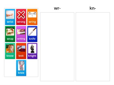 Categorize Silent Letter Blends with wr- and kn- 