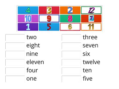  Numbers from 1 to 12 