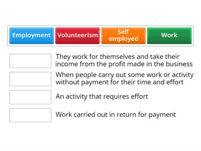 work, employment and volunteerism