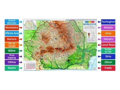 Lacurile României - harta etichetata