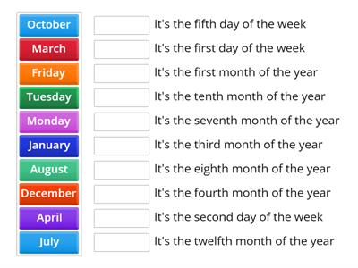 Days / Months/ Ordinal numbers