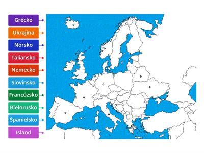 Slepá mapa - štáty Európy