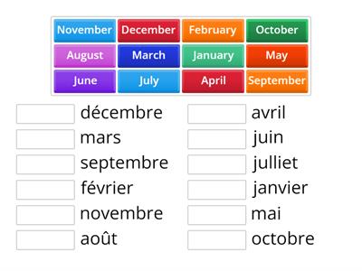 Months of the year in french-FSL