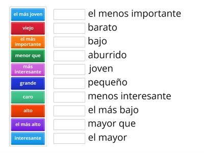 Actividad 3. Une parejas con adjetivos opuestos