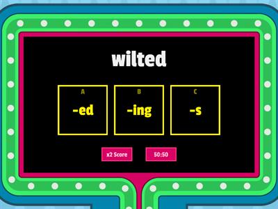Suffix Game Show -ed, -s, -ing, -er, -est