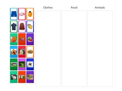 KB2 Clothes - food - farm animals - categorize