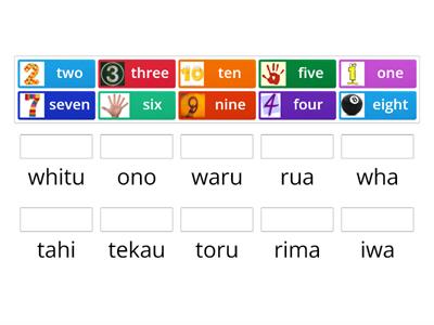 Copy of Counting to ten in Maori - Matching activity