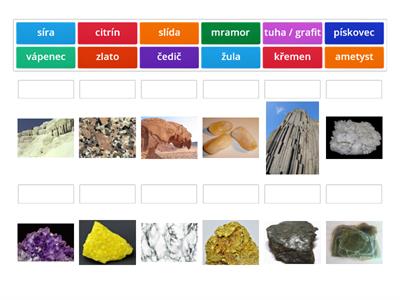 Minerály a horniny - poznávačka