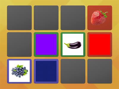 משחק הזיכרון- ירקות ופירות בהתאמה לצבעים 