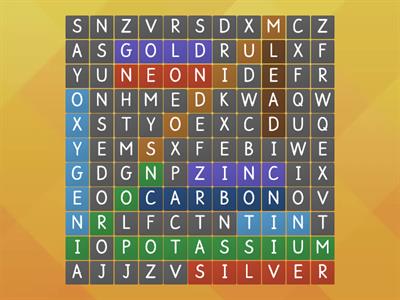 Periodic table wordsearch