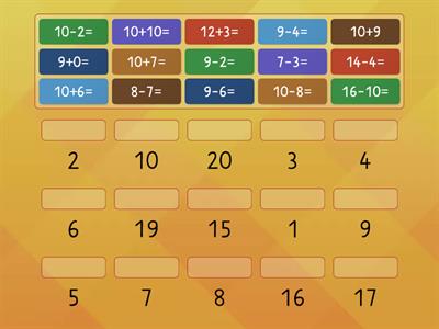 Matematická rozcvička - sčítanie a odčítanie do 20
