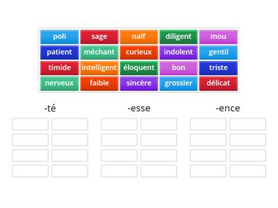 Formation de mots: qualités (avancé)