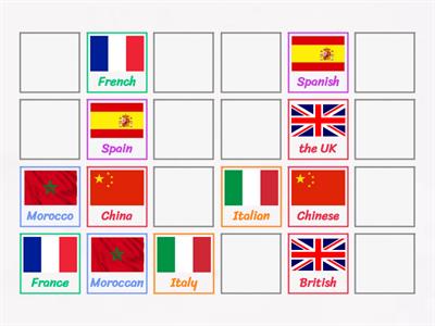 Countries and Nationalities - Memory game 