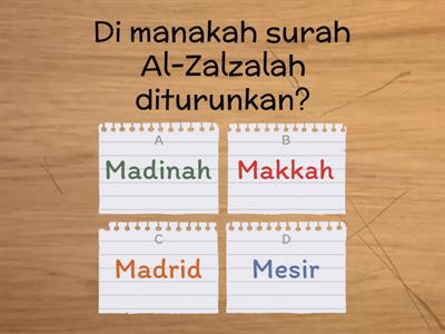 Ulangkaji Kefahaman Surah Al-Zalzalah.