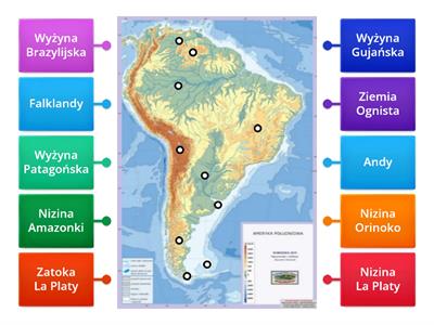 Ameryka Południowa - linia brzegowa i krainy geograficzne