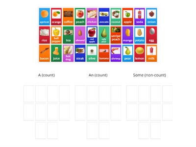 Sort food into a/an/some (count versus non-count)