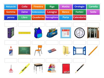 Italian school supplies & Classroom Objects