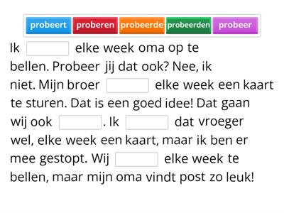 Werkwoord proberen/ probeerden