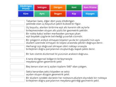 geometri kavramları eşleştirme