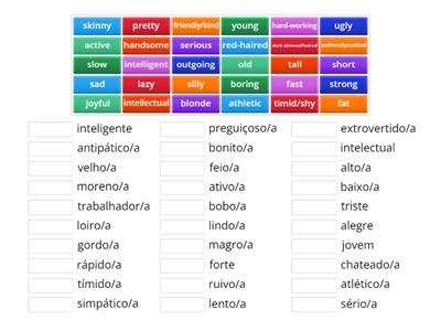 Adjetivos em português/inglês