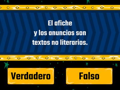 Verdadero y Falso Tipos de textos (literarios y no literarios)