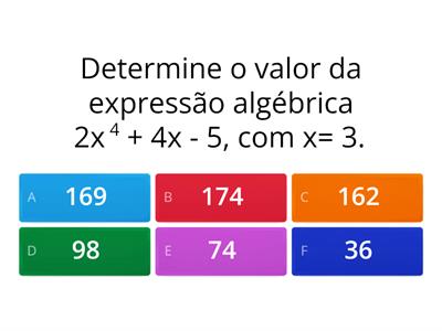 Valor numérico de expressões algébricas.