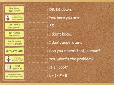 Classroom language - "You say" - EF  (elementary) - Unit 1